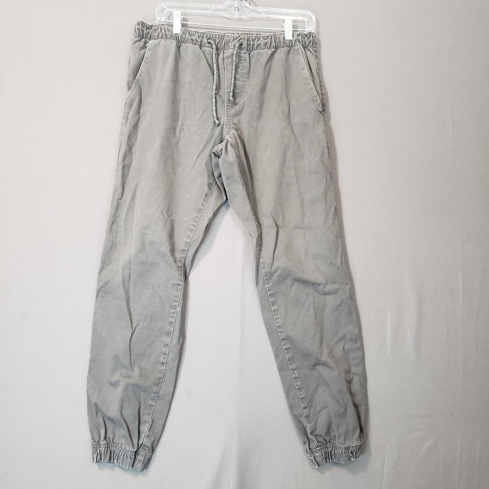 Free World Men's 100% Cotton Denim Drawstring Remy Joggers Charcoal Gray Small